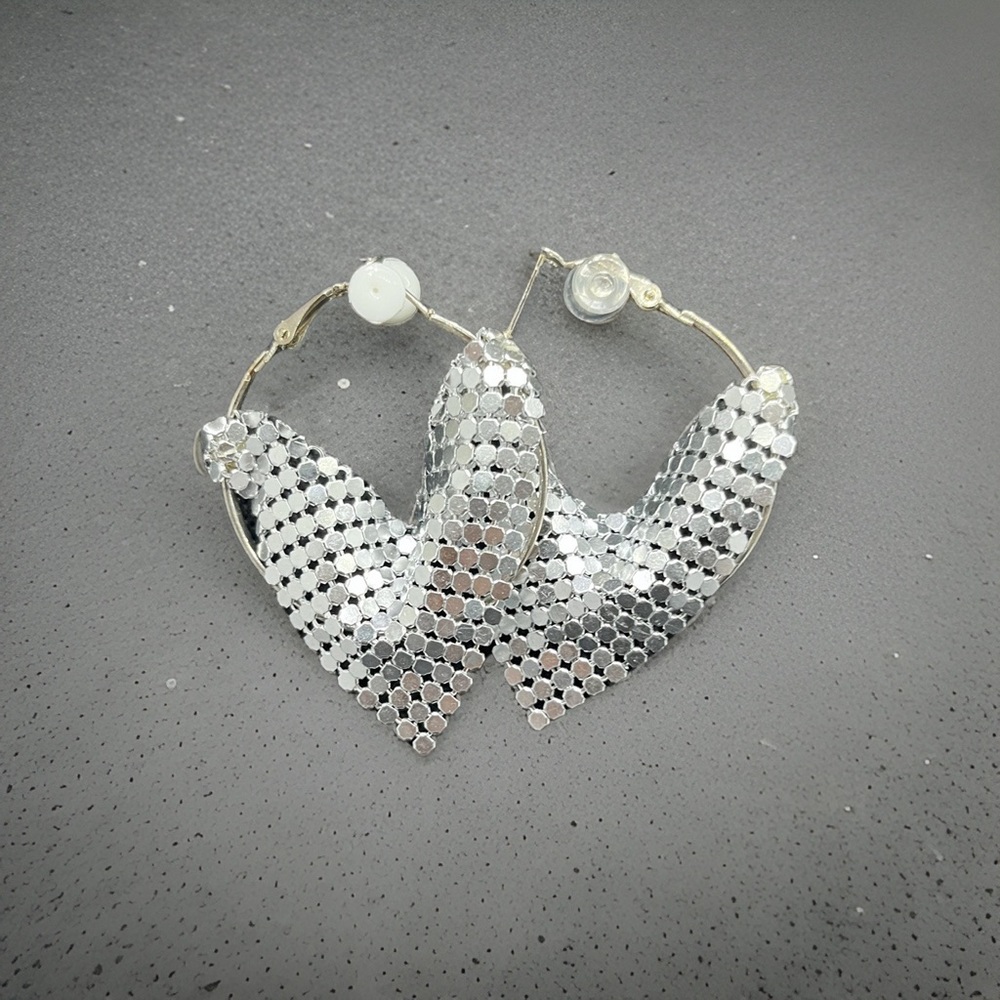 Fashion Silver Plated Triangle Dangle Loop Earrings